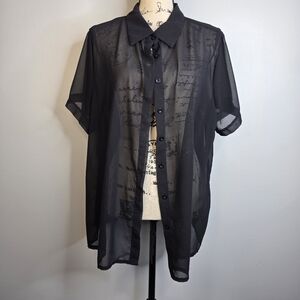 Shein short sleeve sheer overlay top sz 2xl